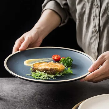 Скандинавские простые блюда западной кухни креативные керамические тарелки для домашней посуды ресторанная паста с глазурью десерты посуда на заказ