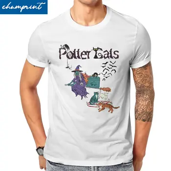 Мужские футболки Harry Pawter Potter Cats, забавные футболки с коротким рукавом и круглым вырезом, летняя одежда из чистого хлопка