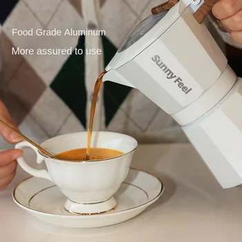 Итальянская кофемашина Mocha Pot с двойным клапаном для кемпинга на открытом воздухе, Удобный Кофейник, Алюминиевая Кастрюля для кипячения воды