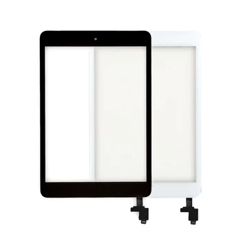 10 шт./лот Бесплатно DHL Новый Сенсорный Экран Стеклянная Панель Дигитайзер включает в себя Микросхему Home Button для iPad Mini & Mini 2 Черный Белый