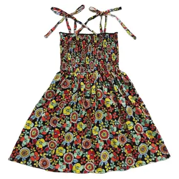 Детское платье с повязкой на лямках для маленьких девочек, повседневное летнее платье принцессы без рукавов с цветочным принтом, праздничная одежда от 1 до 14 лет