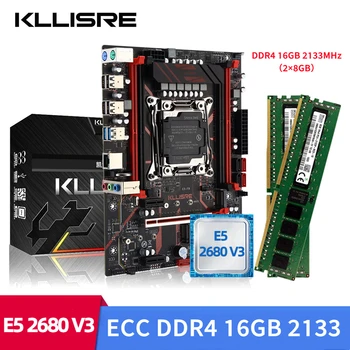 Kllisre LGA 2011-3 комплект материнской платы xeon x99 E5 2680 V3 CPU 2шт X 8 ГБ = 16 ГБ 2133 МГц памяти DDR4 ECC