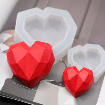 1 шт 3D формы для мыла с бриллиантами Дизайн Сердца Любви Силиконовая форма Подвеска для автомобиля своими руками Гипсовая форма для сердца Формы для бриллиантовых свечей