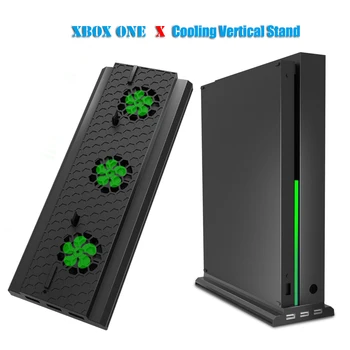 Вертикальная подставка с охлаждающим вентилятором для Xbox one X, держатель док-станции для консоли, кулер с 3 USB-портами для аксессуаров XBOX