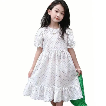Летнее платье для девочек, кружевное праздничное платье с цветочным рисунком для девочек, повседневное детское платье, одежда для девочек-подростков 6 8 10 12 14