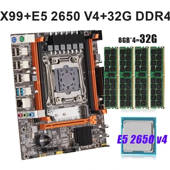 Материнская плата KEYIYOU X99 LGA 2011-3 В комплекте с Xeon E5 2650 V4 И оперативной памятью 4*8 ГБ = 32 ГБ DDR4 2133 МГц ECC REG RAM