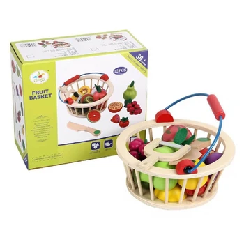 1 набор игрушек для ролевых игр с имитацией овощей, Десертный торт, игрушка для еды, кухонная ролевая игра с корзиной, обучающая кухонная игрушка