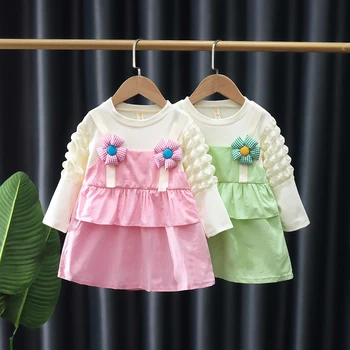 Платье для девочек, праздничное платье для девочек с цветочным рисунком, детское платье в стиле пэчворк для детей, повседневный костюм для девочек