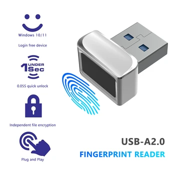 USB-модуль считывания отпечатков пальцев Мини-замок из цинкового сплава Биометрический сканер Многоязычный Удобное управление Портативный для ноутбуков ПК