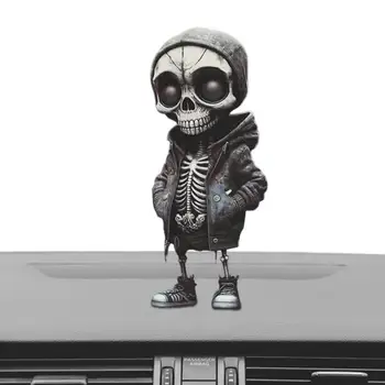 Крутые фигурки скелетов, черепа, украшение автомобиля, стоящий скелет, декор, мини-куртка на Хэллоуин, Черепа для приборной панели, стол, реквизит ужасов