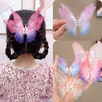 LEVAO Реалистичные Заколки для волос с бабочками, Тюлевые Двухслойные Аксессуары для волос с бабочками, Свадебная фотография, Бижутерия, Заколки для волос