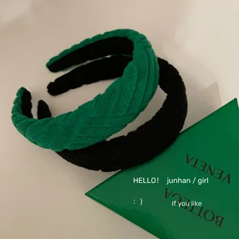 Korea INS широкополая зеленая и черная шифоновая саржевая повязка на голову для выхода в свет с темпераментным прессом hairhoop аксессуары для волос Женские