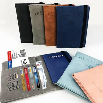 RFID-сумка для паспорта, держатель для паспорта из искусственной кожи, RFID-блокировка, обложка для паспорта, Мужской дорожный кошелек для карт из искусственной кожи, Женский чехол для документов