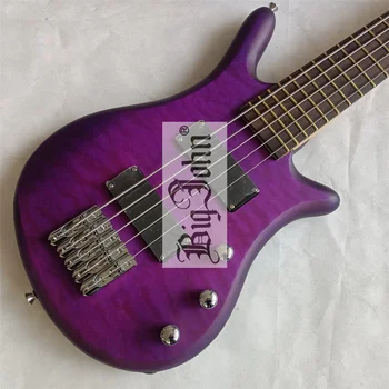 бесплатная доставка пятиструнный электрический бас фиолетового цвета