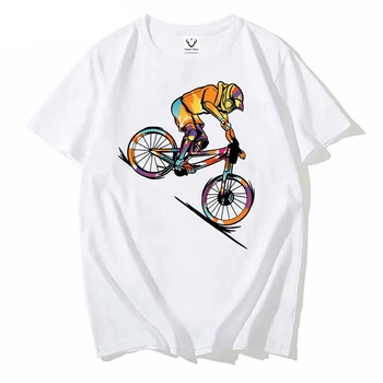 Новинка, винтажный мужской велосипед, силуэт BMX MTB, Идея подарка для скоростного спуска, футболка для мальчиков, повседневные футболки, мужская классическая футболка для велосипедного спорта
