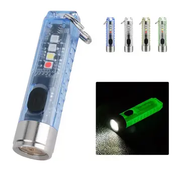 Мини-Фонарики Брелок-фонарик USB-C Светодиодные Флуоресцентные фонари дальнего действия, Водонепроницаемые Фонари для выживания в кемпинге