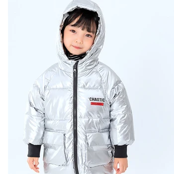 2020 Новая Рождественская детская зимняя одежда Плюс бархатная стеганая куртка, сохраняющая тепло, яркое пальто с капюшоном, детская одежда, детская куртка