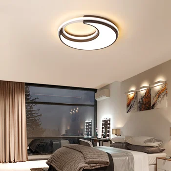 Современная светодиодная люстра в виде белого полумесяца для спальни, гостиной, Круглых ламп, домашних декоративных светильников с регулируемой яркостью, Пункт