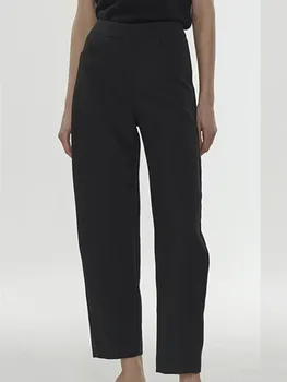 Женские черные брюки на молнии, простые универсальные женские повседневные тонкие длинные брюки 2023, Весна-лето
