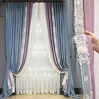 Французские романтические шторы для гостиной, Роскошная бархатная штора Cortina, Свадебная комната, шторы в цветовую гамму, окно спальни, Домашние шторы