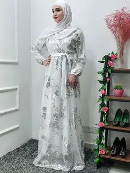 американское исламское платье Traditional Festival Regulai Fit Из Атласа Для Взрослых С Легкой Полосой Abaya Мусульманские Комплекты