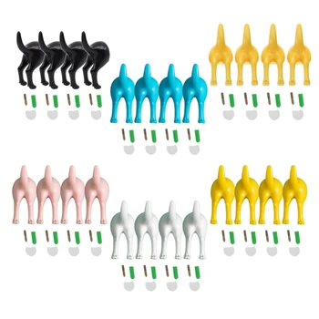 4шт Скандинавских пластиковых крючков для собачьего хвоста, Настенное украшение для вешалки для ключей от пальто, шляпы 