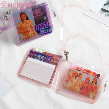 Прозрачный кошелек из ПВХ, женский Прозрачный блестящий кошелек для монет, мини-держатель для денежных карт