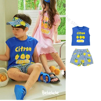 Корейская детская одежда bebebebe 2022, летние новые удобные хлопковые детские костюмы для мальчиков и девочек, летние милые костюмы